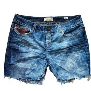 Mek Denim Blue Jean Cut Off Shorts Deconstructed